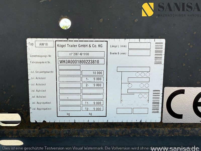 Kögel AW18/Wechselfahrgestell/BDF/Pneumatik